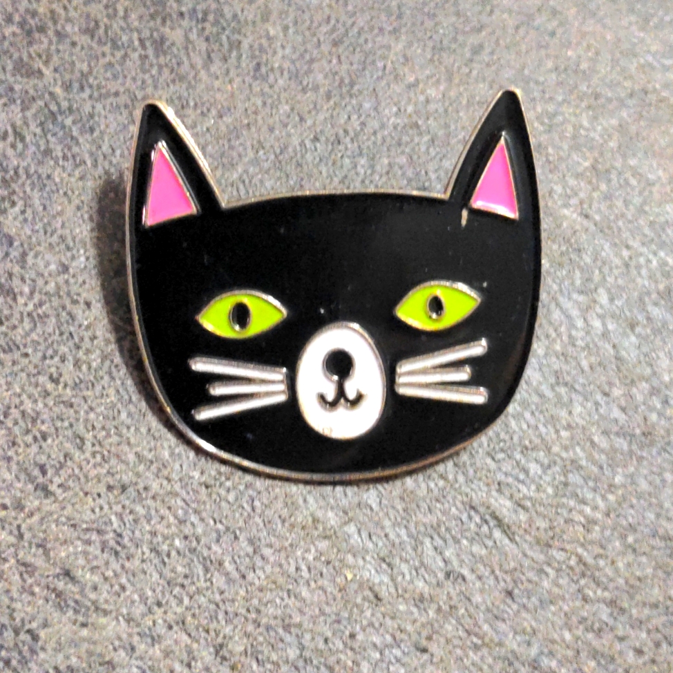 Black Cat Enamel Hat Pin Spooky Cute Halloween Collectible Accessory
